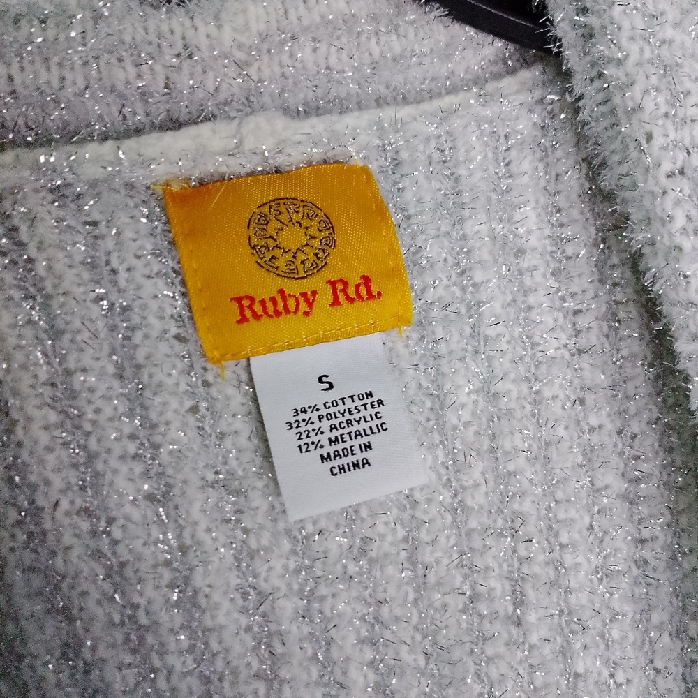 Ruby Rd. Shimmering Silver Cardigan - Picture 3 of 5